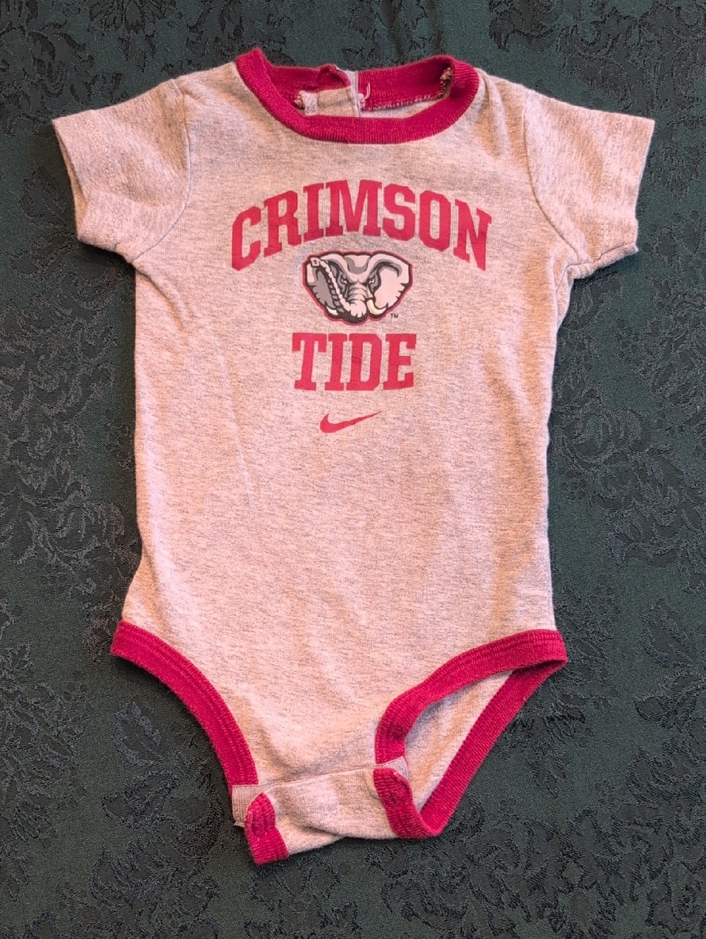 Nike Gray & Crimson Tide Pink-Trim Baby Bodysuit